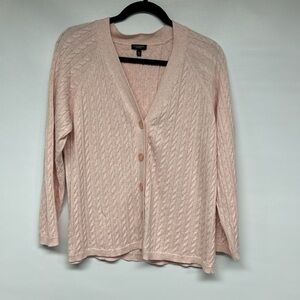 Talbots Women's Light Pink Cable Knit Cardigan